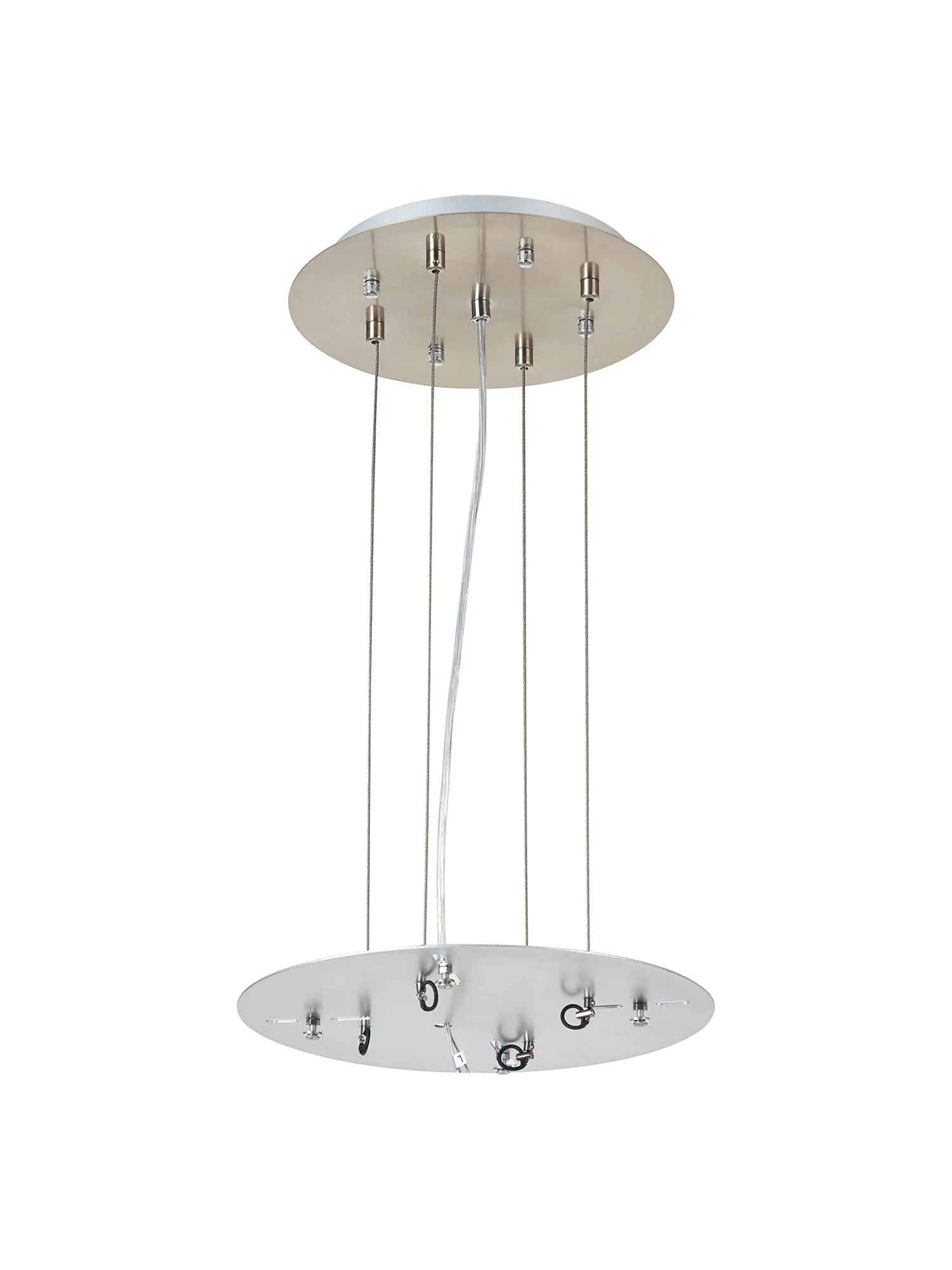 D0931SN/SI  Lowan 290mm, 3m Suspension Plate c/w Power Cable To Lower Flush Fittings, Satin Nickel/Silver Max Load 40kg (ONLY TESTED FOR OUR RANGE OF PRODUCTS)
